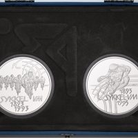 1993 100 kroner Sykkel VM, sølvpar i orig. etui, proof