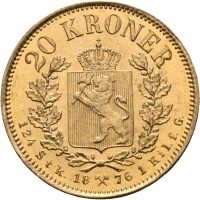 1876 20 kroner Oscar II (1872-1905), 01