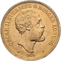 1875 Sverige 20 kronor Oskar II, 1+