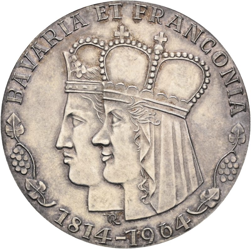 1964 Bayern 150-årsjubileet Bayern og Franken, sølv, 40 mm, 0/01