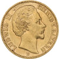 1876 D Bayern 20 mark Ludwig II, 1+