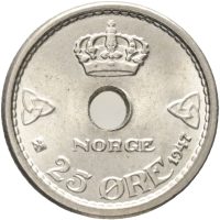 1947 25 øre Haakon VII, 0