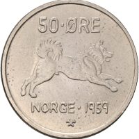 1959 50 øre Olav V (1957-1991), 0/01