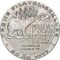1977 Troms Filatelistklubb 50-års jubileum, sølv, 40 mm, 25,7 g, 01