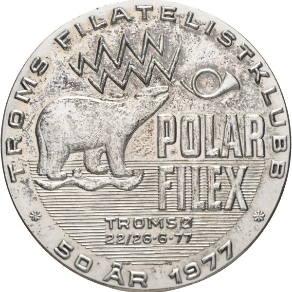 1977 Troms Filatelistklubb 50-års jubileum, sølv, 40 mm, 25,7 g, 01