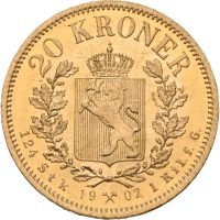 1902 20 kroner 1902 Oscar II (1872-1905), 0/01
