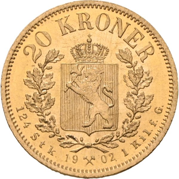 1902 20 kroner 1902 Oscar II (1872-1905), 0/01