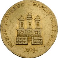 1809 Hamburg 2 dukater, under fransk okkupasjon, 1+/01