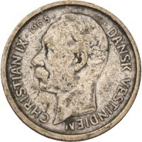 1905 Dansk Vestindien 50 bit/ 20 cents Christian IX,1