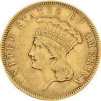 1855 USA 3 dollars, Indian Princess, 1+