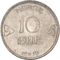 1919 10 øre Haakon VII, 0