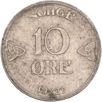 1922 10 øre Haakon VII (1905-1957), 1+
