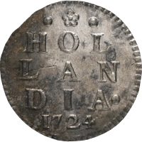 1724 Nederlandske provins Holland 2 stuiver, ex. Rundefunnet, 01