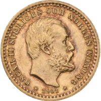 1901 Sverige 5 kronor Oskar II, 0/01