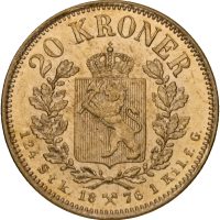 1876 20 kroner Oscar II (1872-1905), 1+/01