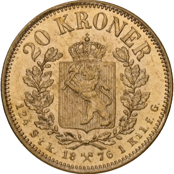 1876 20 kroner Oscar II (1872-1905), 1+/01