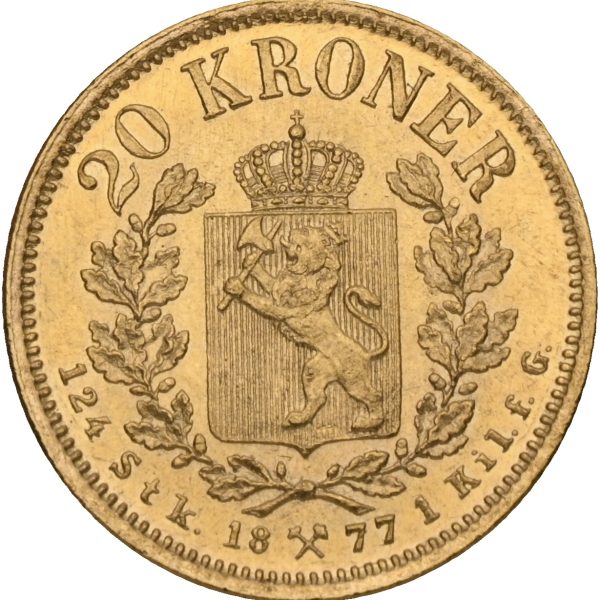1877 20 kroner Oscar II (1872-1905), 0/01