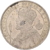 1897 Sverige 2 kronor Oskar II (1872-1907), 25 år regjering jubileum, 1+/01