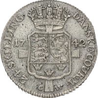 1742 Danmark 24 skilling Christian VI, blankett feil, 1+