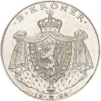 1906 2 kroner Haakon VII (1905-1957), stort skjold, 01