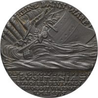 Tyskland Senking av Lusitania, Karl Goetz, britisk kopi, 58 mm, jern, 0/01