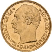 1909 Danmark 10 kroner Frederik VIII, 0/01