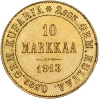 1913 Finland 10 markkaa Nikolai II (1894–1917), kantskade, 01