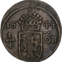 1644 Sverige 1/4 öre Kristina (1632-54), 1+
