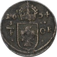 1654 Sverige 1/4 öre Kristina (1632-54), 1