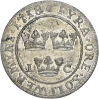 1718 Sverige 4 öre Karl XII, ex. Myntkompaniet 12/142, 0/01