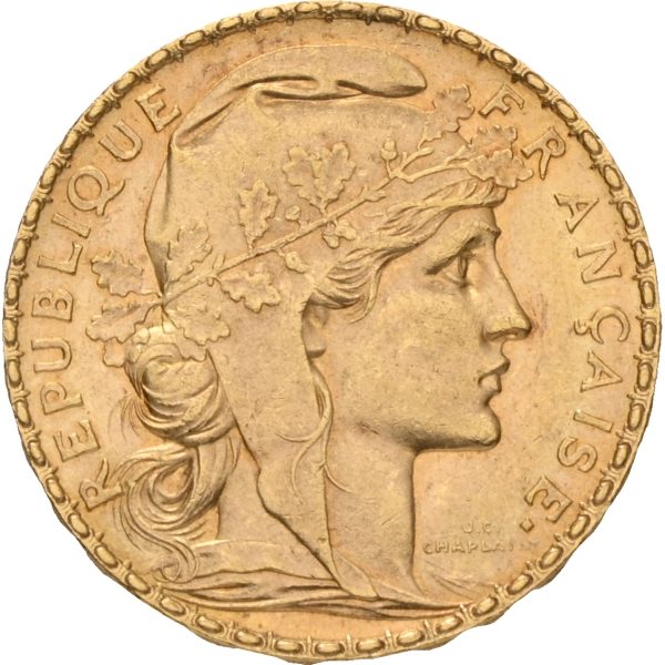 1906 Frankrike 20 francs III republikken (1870-1940), Marianne, 01