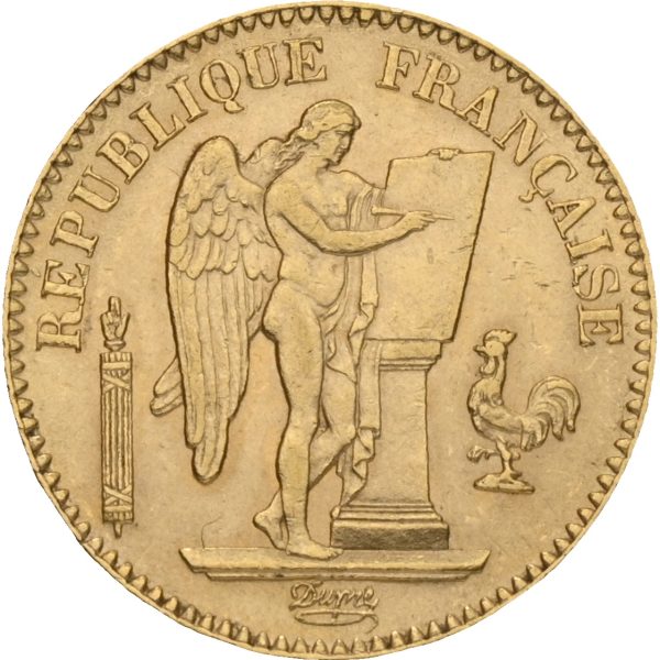 1886 A Frankrike 20 francs, III republikken (1870-1940), Paris, 01