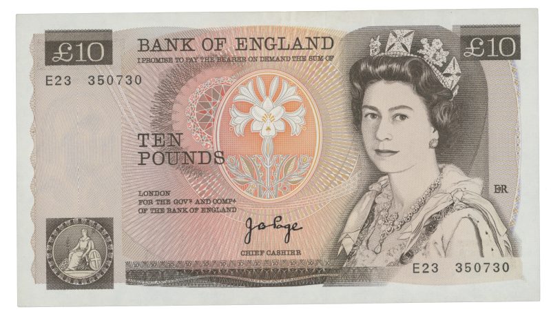 1975 England 10 pounds, 1-