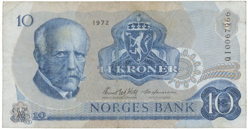 1972 10 kroner QI0067966 erstatningsseddel, 1-