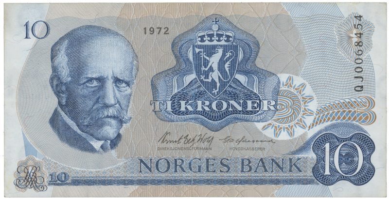 1972 10 kroner QJ0068454 erstatningsseddel, 1-