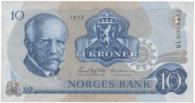 1972 10 kroner QL0068452 erstatningsseddel, 1
