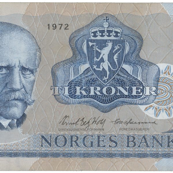 1972 10 kroner QM0068994 erstatningsseddel, 1-