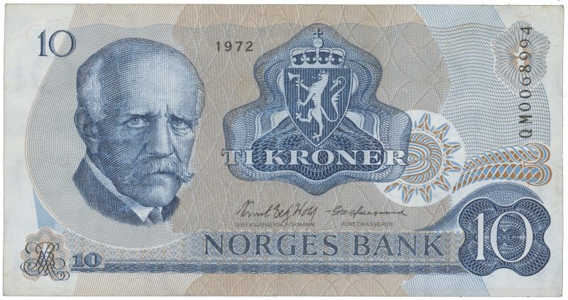 1972 10 kroner QM0068994 erstatningsseddel, 1-