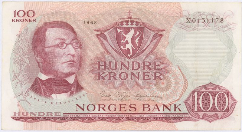 1966 100 kroner X0131178, erstatningsseddel, 1/1-