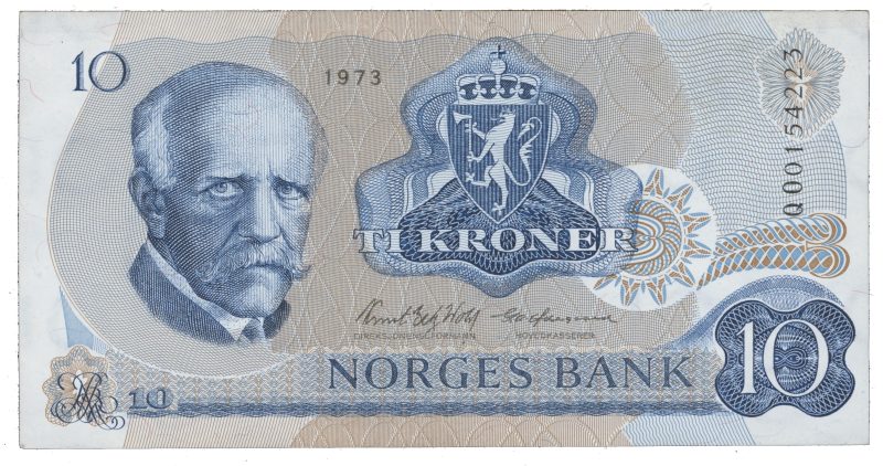 1973 10 kroner QO0154223, Erstatningseddel, 1+