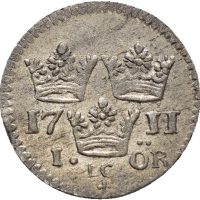 1711 Sverige 1 öre Karl XII, ex. Misab 17/380, lite kantmerke, 1+/01
