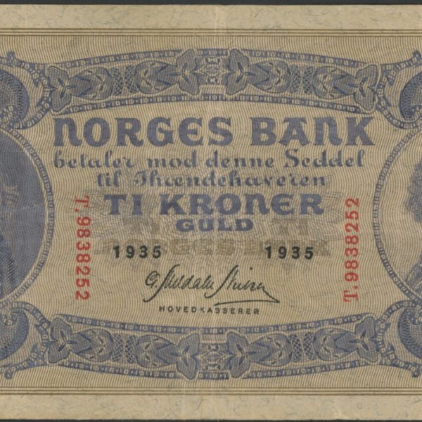 1935 10 kroner T.9838252, 2. utgave, 1/1-