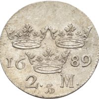 1689 Sverige 2 mark Karl XI, 1+/01
