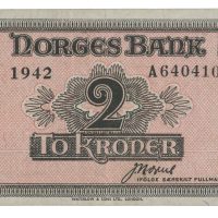 1942 2 kroner A640410, Londonseddel, 1+