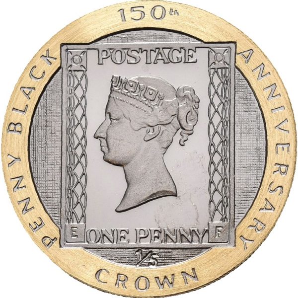 1990  Isle of Man 1/5 crown Elizabeth II. one penny black, proof