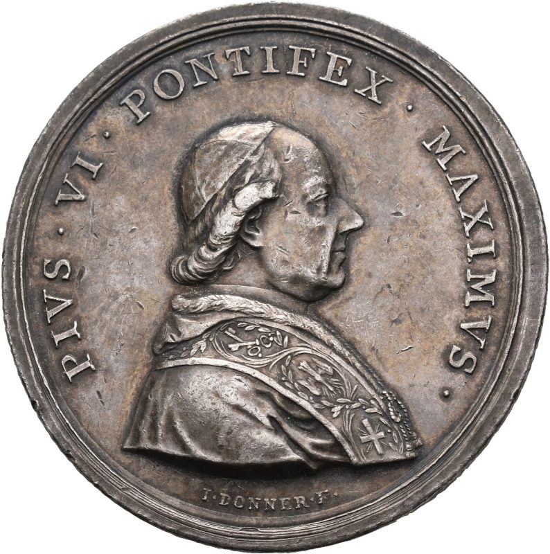 1782 Vatikanet sølvmedalje Pius VI, pavebesøk til Wien, 1+/01
