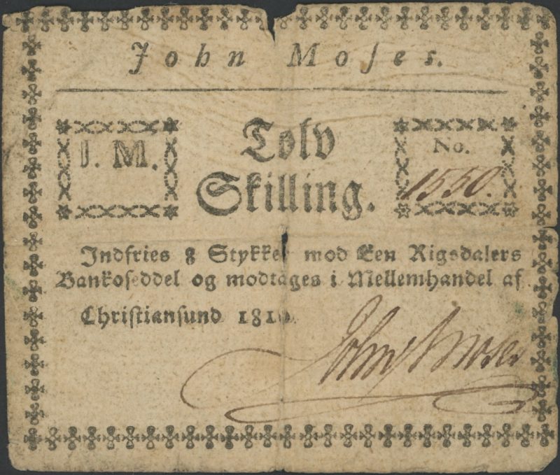 1819 Kristiansund 12 skilling John Moses No. 1550, R., 1-