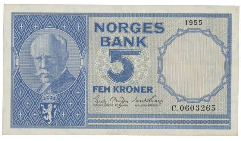 1955 5 kroner C.0603265, 1+