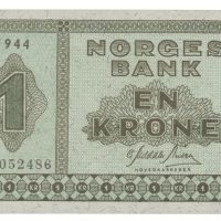 1944 1 krone G.3052486, 0/01