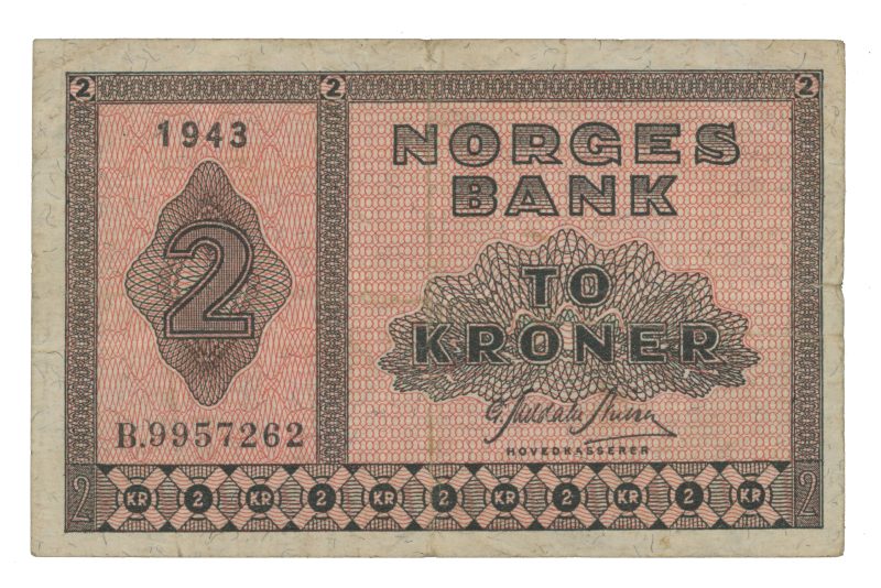 1943 2 kroner B.9957262, 1-